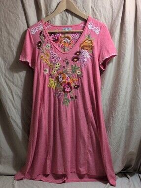 Adore Embroidered Midi Dress • Size M • Boho Floral • Cotton Blend